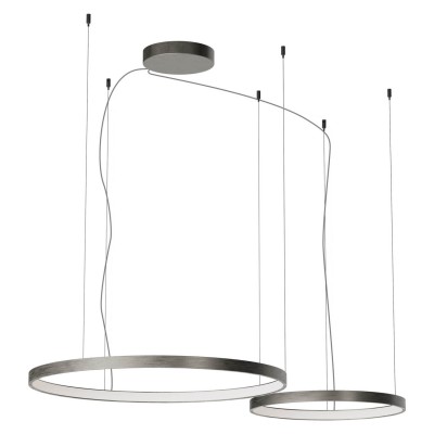 LEVERI HL R 98W DALI CCT Závěsné svítidlo, těleso hliník, povrch kouřový nikl, LED 98W, 5739lm-6103lm, přepín. CCT teplá 2700K-neutr 4000K, stmív. DALI, Ra90, 230V, IP20, tř.1, d=500+750mm, vč závěs lanka l=3000mm, lze zkr.