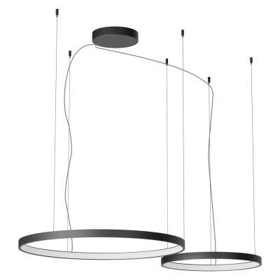LEVERI HL R 98W DALI/TRIAC CCT Závěsné svítidlo, těleso hliník, povrch bílá/černá/stříbrno-kávová/kouřový nikl, LED 98W, 5739lm-6103lm, přepín. CCT teplá 2700K-neutr 4000K, stmív. DALI/TRIAC dle typu, Ra90, 230V, IP20, tř.1, d=500+750mm, vč závěs lanka l=3000mm