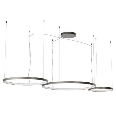 LEVERI HL R 176W TRIAC CCT Závěsné svítidlo, hliník, kouřový nikl, LED 176W, 10404lm-10925lm, přepín. CCT teplá 2700K-neutr 4000K, stmív. TRIAC, Ra90, 230V, IP20, tř.1, d=500+750+1000mm, vč závěs lanka l=3000mm