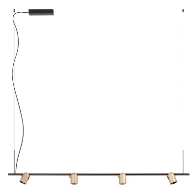 GLISE HL 4x5,5W TRIAC Závěsné bodové svítidlo, nast. směr svícení, těleso hliník, povrch černá a stříbrno-kávová, LED 25W, teplá 2700K/1812lm, 3000K/2036lm, stmív. TRIAC, 230V, IP20, tř.1, 1500x90mm, vč. závěs. lanka l=2318mm, lze zkrátit.