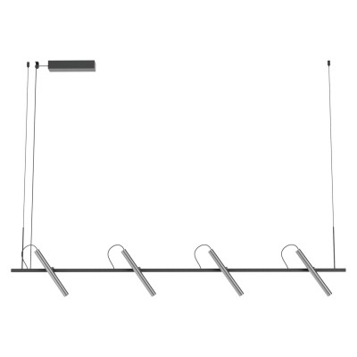VELO HL 28,5W TRIAC Závěsné bodové svítidlo, nast. směr svícení, hliník, povrch černá a kouřový nikl, LED 28,5W, 1738lm, teplá 3000K, stmív. TRIAC, 230V, IP20, tř.1, 1500x340mm vč. závěs. lanka l=2186mm, lze zkrátit.