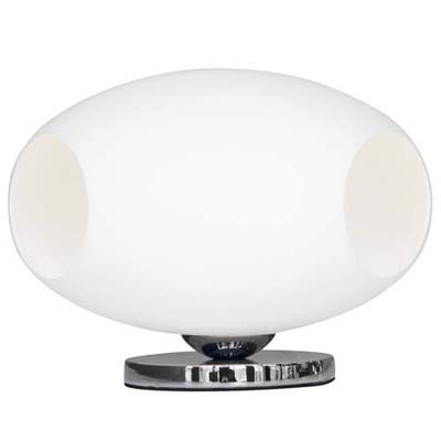 BRIELA T Stolní lampa, základna chrom, difuzor sklo bílé, červené, 1x60W, E27, 230V, IP20, rozměry d=280mm, v=230mm, s vypínačem