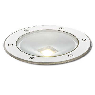 BANDUS IP67 Zemní svítidlo kruhové, těleso hliník, rám nerez, sklo čiré, LED 20W, 1450lm/cca jako 75W žár, teplá 3000K, vyzař 120°, 230V, IP67, d=200mm, h=105mm, vč. mont boxu