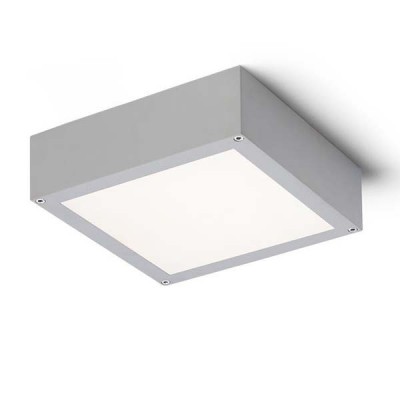 ARTON Stropní svítidlo, těleso hliník, povrch šedostříbrná, difuzor plast opál. LED 9,8W, teplá 3000K, 637lm/cca jako 35W žárovka, 230V, IP54, tř.1, 220x220x70mm