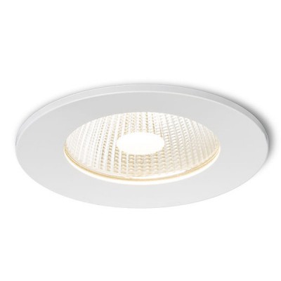 RAIKI R Vestavné, svítidlo, hliník, povrch bílá, sklo čiré, LED 8W, teplá 3000K, 580lm/cca jako 30W žár, vyzař úhel 40°, 230V, IP65, d=100mm, h=110mm, trafo 20x40x80mm