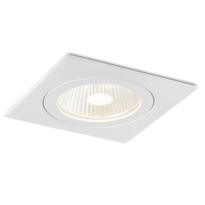 RAKI SQ Vestavné, svítidlo, hliník, povrch bílá, sklo čiré, LED 8W, teplá 3000K, 580lm/cca jako 30W žár, vyzař úhel 40°, 230V, IP65, d=100mm, 108x108mm, trafo 20x40x80mm