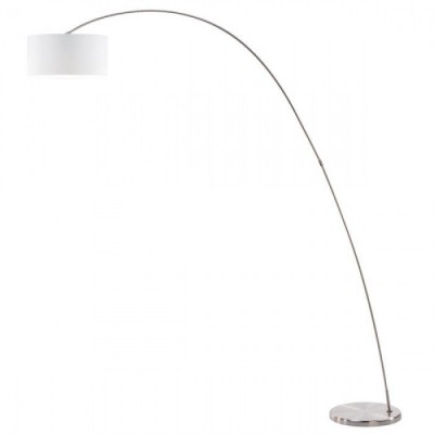 TOP LULU Stojací, pokojocá lampa s vyloženým ramenem, těleso kov, povrch nikl mat, stínítko textil bílá, pro žárovku 1x25W, E27, 230V, IP20, d=400mm, h=2000mm, vypínač na kabelu