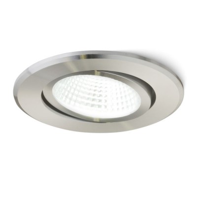 TERKA 3W výklopné Stropní, vestavné, bodové, svítidlo, výkloné, těleso hliník, povrch nerez, LED 3W, teplá 3000K, 270lm/cca 15W žár., 230V/350mA, IP20, tř.1, rozměry d=85mm