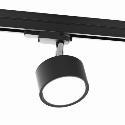 OBRENA Bodové svítidlo, těleso hliník, povrch, chrom/černá, pro LED 1x7W, GX53, 230V, IP20, tř.1, d=90mm, h=124mm, vč adaptéru do 3F lišty kompatibilní NORDIC ALUMINIUM, EUTRAC