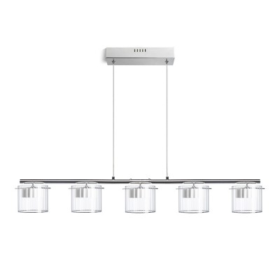 ARTEM Závěsné svítidlo, těleso kov, povrch chrom, stínítko sklo čiré, LED 5x5W, teplá 3000K, 2000lm/cca 100W žár., 230V, IP20, tř.1, l=900mm, h=100mm, závěs l=1000mm, závěs lze zkrátit