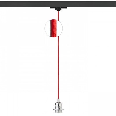 MINTUNAREA PENDANT 1x28W E27 Závěsné svítidlo, základna kov lak černá, těleso kov chrom lesk, pro žárovku 1x28W E27, 230V, IP20, tř.1. rozměry d=60mm h=80mm, vč závěsného kabelu s textilním úpletem červená l=1500mm, lze 