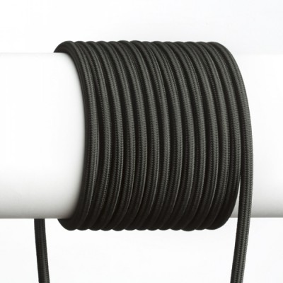 KABEL TŘIŽÍLOVÝ FLEXI 3x7,5mm Třižílový kabel s textilním úpletem, barva černá, 3x0,75mm, rozměry d=6,6mm, lze dodat v celku max l=25m, cena/1m