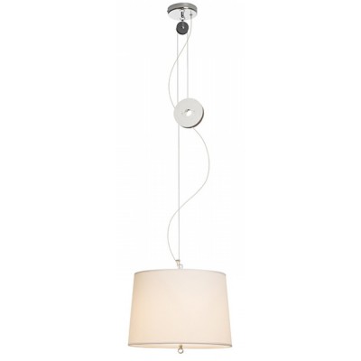 DIRENLA PENDANT 1x42W E27 Závěsné svítidlo stahovací, základna kov, povrch chrom lesk, stínítko textil bílá, pro žárovku 1x42W, E27, 230V, IP20, tř.1. rozměry stínítko d=390mm h=270mm, včetně závěsu l=1500mm, lze zkrátit