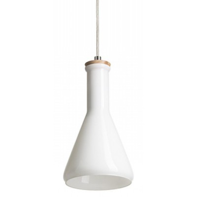 NETIVA PENDANT 1x28W E14 Závěsné svítidlo, základna kov lak bílá s detaily chrom lesk, těleso dřevo, difuzor sklo opál, pro žárovku 1x28W, E14, 230V, IP20, tř.1. rozměry d=125mm h=220mm, včetně závěsu l=1430mm, lze zkrátit