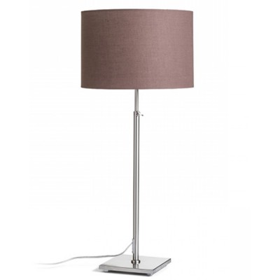 NERMON TABLE LAMP 1x42W E27 Stolní lampa, stavitelná výška, základna kov, povrch nikl mat, stínítko textil hnědá, pro žárovku 1x42W, E27, 230V, IP20, tř.2. rozměry d=300mm h=796mm