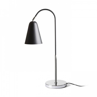 WTER E27 1x28W stolní Stolní lampa, ohebný kloub, základna kov, povrch chrom, stínítko kov vnější černá, vnitřní bílá, pro žárovku 1x28W, E27, A60, 230V, IP20, tř.2, rozměry 194x370x710mm, vč vypínače na kabelu