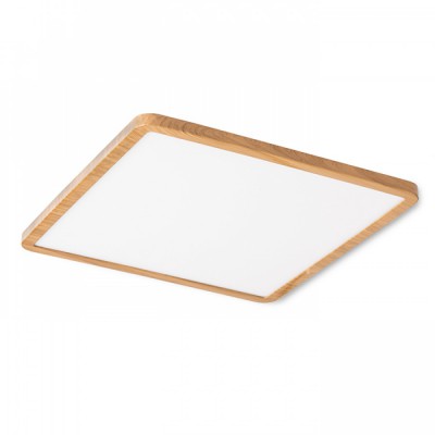 GREHAM IN SQUARE Stropní, podhledové svítidlo čtvercové, základna kov, rámeček dřevo buk světlý, difuzor plast opál, LED 1x22W, teplá 3000K, 2160lm, Ra80, 230V, IP20, tř.2. rozměry 225x225x9mm