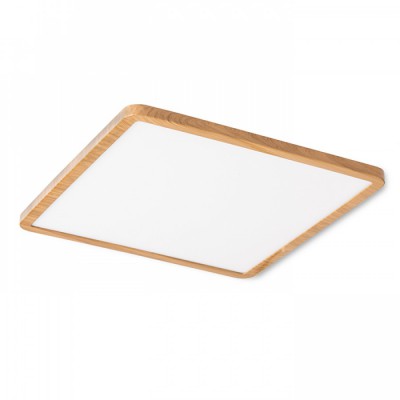 GREHAM IN SQUARE Stropní vestavné svítidlo čtvercové, základna kov, rámeček dřevo buk světlý, difuzor plast opál, LED 1x22W, teplá 3000K, 2160lm, Ra80, 230V, IP20, tř.2. rozměry 225x225x9mm