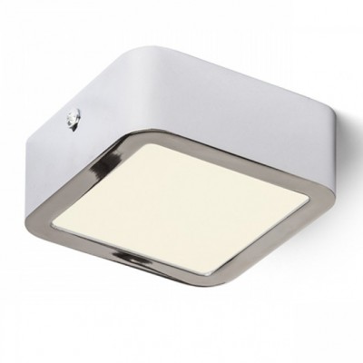 GREHAM SQUARE Stropní přisazené svítidlo čtvercové, základna kov, rámeček chrom lesk, difuzor plast opál, LED 1x6W, teplá 3000K, 540lm, Ra80, 230V, IP20, tř.2. rozměry 92x92x34mm