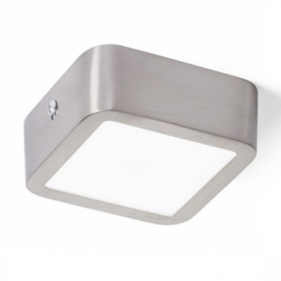 GREHAM SQUARE Stropní přisazené svítidlo čtvercové, základna kov, rámeček nikl mat, difuzor plast opál, LED 1x6W, teplá 3000K, 540lm, Ra80, 230V, IP20, tř.2. rozměry 92x92x34mm