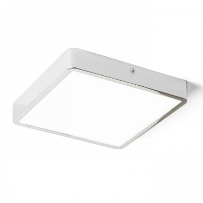 GREHAM SQUARE Stropní přisazené svítidlo čtvercové, základna kov, rámeček chrom lesk, difuzor plast opál, LED 1x22W, teplá 3000K, 2160lm, Ra80, 230V, IP20, tř.2. rozměry 228x228x34mm