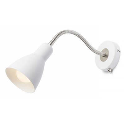 RUMLA WALL 1X28W E27 Nástěnné svítidlo lampa, flexibilní rameno, husí krk, základna kov, stínítko kov, pro žárovku 1x28W, E27, 230V, IP20, tř.1. rozměry stínítko d=110mm h=150mm, včetně ramena l=430mm, vč. vypínače