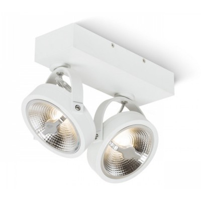 NAMUKA LED 2X12W Stropní svítidlo, bodové, nastavitelný směr svícení, těleso kov, povrch lak bílá/černá, krycí sklo čiré, LED 2x12W, teplá 3000K, 1200lm, Ra80, stmív TRIAC, 230V, IP20, tř.1. rozměry 285x119x190mm