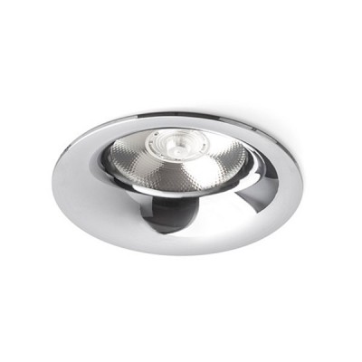 TANTIKA LED 10W Vestavné stropní bodové svítidlo, materiál kov, povrch chrom, LED 10W, 900lm, teplá 3000K, 230V, IP20, tř.1, rozměry d=85mm, h=82mm