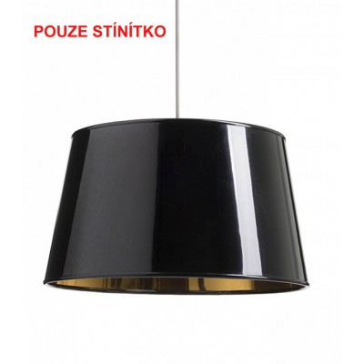 ANKLAM Stínítko svítidla, materiál plast, povrch vnější černá fólie, vnitřní zlatá fólie, pro žárovku max 20W, rozměry d=440mm, h=260mm.