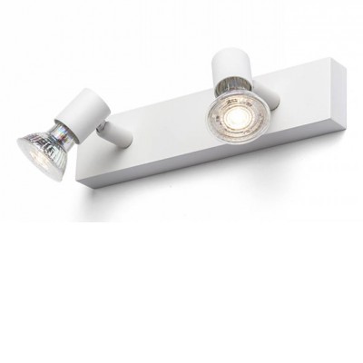 ANSBACH II Bodové svítidlo nastavitelný směr svícení, těleso kov, povrch bílá/černá, pro žárovku 2x25W, GU10, 230V, IP20, rozměry 260x54x100mm.