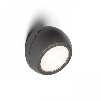 VESIO LED IP54 Nástěnné venkovní svítidlo, těleso kov, povrch černá antracit, difuzor sklo opál, LED 6W, 360lm, teplá 3000K, 230V, IP54, tř.1, rozměry 81x98x98mm