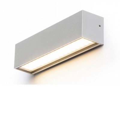 ABLAR Venkovní nástěnné svítidlo, těleso kov, povrch šedostříbrná/černá antracit, difuzor sklo opál, LED 6W, teplá 3000K, 230V, IP65, rozměry 220x53x55mm, svítí dolů.