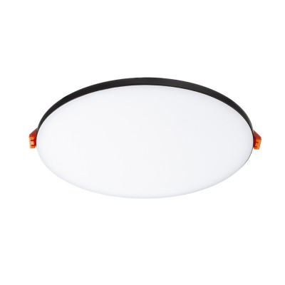 DILLINGEN R Stropní, podhledové svítidlo, kruhové, rámeček černá, LED 12W, 1200lm, teplá 3000K, Ra80, 230V, IP20, rozměry d=160mm, h=10mm, trafo na kabelu