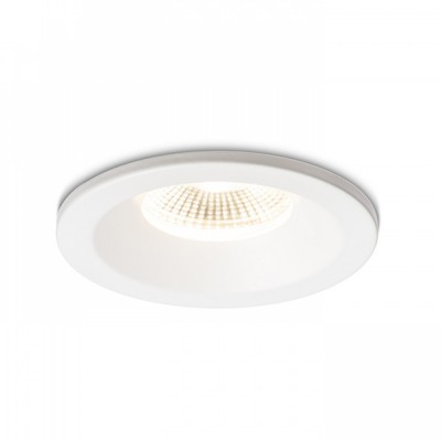 DINGEL LED Stropní vestavné komínkové svítidlo, těleso kov, povrch bílá, LED 11W, teplá 3000K, 940lm, Ra80, 230V, IP65, rozměry d=84mm, h=45mm.