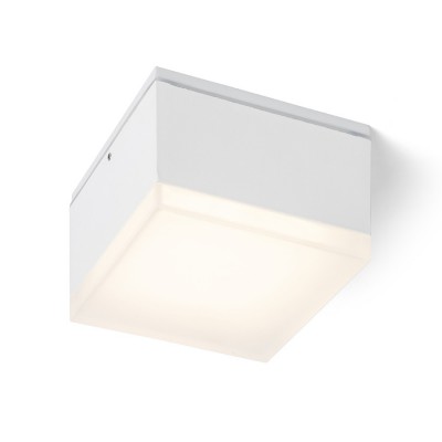 DRANSFELDE SQ Venkovní stropní svítidlo, těleso kov, povrch bílá/černá antracit, difuzor plast opál, LED 10W, teplá 3000K, 800lm, Ra80, 230V, IP54, rozměry 108x108mm, h=70mm.