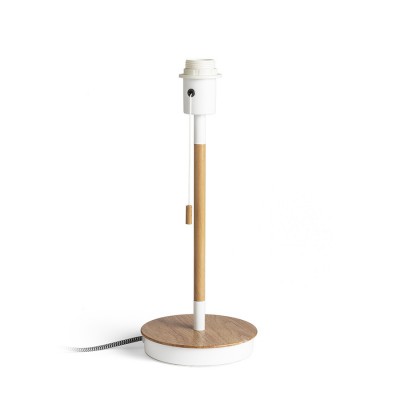 EBELE, 40W, E27, USB nabíjení pro telefon Stolní lampa s objímkou, stojanový podstavec, těleso dřevo světlé a bílá, pro žárovku 1x40W, E27, 230V, IP20. rozměry d=160mm, h=400mm, vč. USB nabíjení pro telefon.
