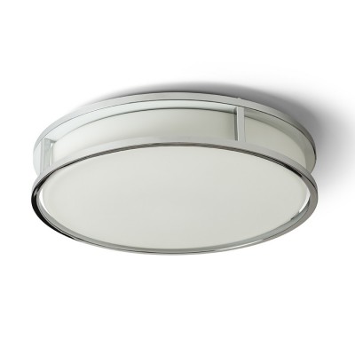 EIBELL Stropní přisazené svítidlo, kruhové, těleso kov, povrch chrom, difuzor sklo opál, LED 19W, 900lm, teplá 3000K, Ra80, 230V, do koupelny IP44, rozměry d=250mm, h=82mm.