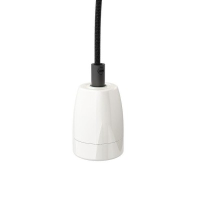  Závěsný kabel s objímkou, základna keramika, porcelán, kabel textilní, černý, nebo černá bílá, pro žárovku 42W, E27, 230V, IP20, základna d=100mm, l=1800mm, lze zkrátit, pouze závěs BEZ stínítka