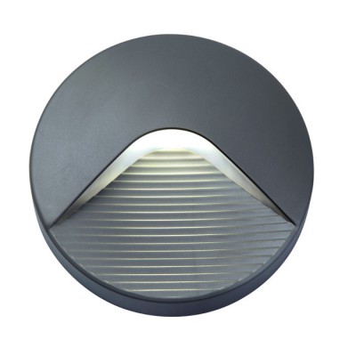 BINE kruhové Nástěnné, venkovní, kruhové, svítidlo, těleso plast, povrch šedočerná antracit, LED 2W, teplá 3000K, 180lm, 230V, IP65, tř.1, d=128mm, h=22mm, svítí dolů
