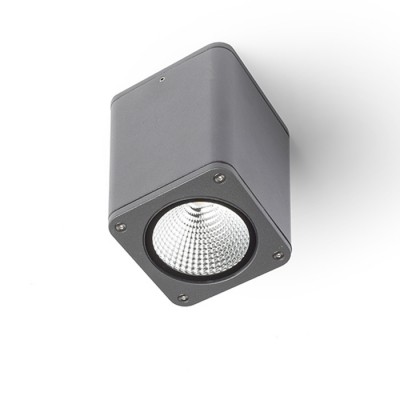 BRITA stropní čtvercové venkovní Stropní, přisazené, venkovní bodové svítidlo, těleso hliník, povrch černá antracit, sklo čiré, LED 1x12W, teplá, 3000K, 700lm 230V, IP54, tř.1, 100x100x140mm