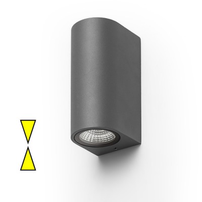 KOLA Nástěnné venkovní bodové svítidlo, základna hliník, povrch šedočerná antracit, sklo čiré, LED 2x3W, teplá 3000K, 2x195lm, 230V, IP54, tř.1, 150x65x90mm, svítí nahoru/dolů