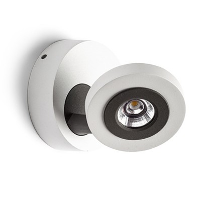 BAZA Stropní bodové svítidlo, nastavitelný směr svícení, těleso hliník, povrch bílá, detaily černá, LED 5W, teplá 3000K, 230lm/cca 15W žár, 230V, IP20, d=85mm 100x138mm