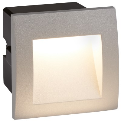 GUVADRIA LED 1x1W IP65 Vestavné venkovní svítidlo do stěny, těleso hliník, povrch šedostříbrná mat, difuzor plast mat, LED 1x1W, neutrál 4000K, 25lm, 230V, IP65, tř.1. rozměry 71x90x90mm