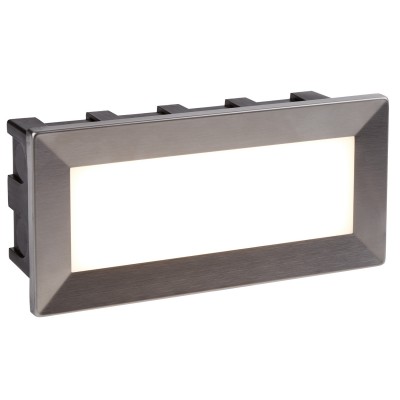 GUVADRIA LED 1X1,5W IP65 VÝPRODEJ Vestavné venkovní svítidlo do stěny, těleso hliník a nerez, povrch nerez šedostříbrná mat, difuzor plast mat, LED 1x1,5W, neutrál 4000K, 163lm, 230V, IP65, tř.1. rozměry 55x95x205mm