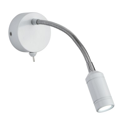 FELEXA WALL LED 1x1W Nástěnné svítidlo, nastavitelný směr svícení, rameno flexi, těleso kov, povrch lak bílá mat s chromovanými detaily, LED 1x1W, teplá 3000K, 24lm, 230V, IP20, tř.1. rozměry 240x70x290mm