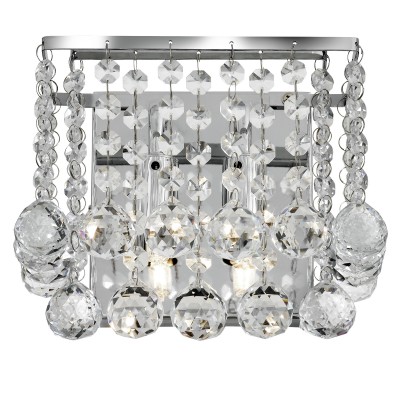 BERDENTA QUAD WALL 2x7W G9 Nástěnné svítidlo, těleso kov, povrch chrom šedostříbrná lesk, křišťálové ověsy, pro žárovku 2x7W, G9, 230V, IP20, tř.1. rozměry 150x200x180mm