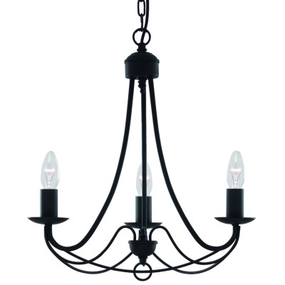 PONDREPO PENDANT 3x10W E14 Závěsné svítido, základna kov, těleso kov, povrch lak černá mat, pro žárovku 3x10W, E14, 230V, IP20, tř.1. 3 ramena, rozměry těleso d=470mm h=460mm, vč závěsu l=980mm, lze zkrátit