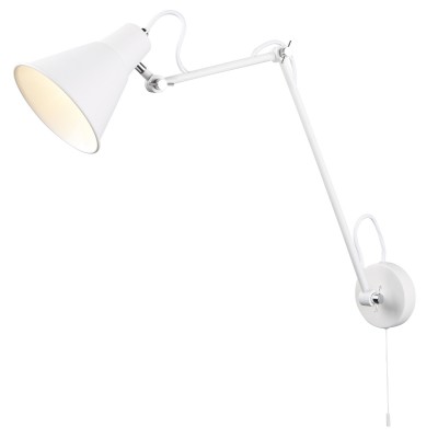 FLERENT WALL 1x7W E27 VÝPRODEJ Nástěnná lampa, 2 ramena, nastavitelný směr svícení, těleso kov, stínítko kov, povrch lak bílá mat se stříbrnými detaily, pro žárovku 1x7W, E27, 230V, IP20, tř.1. rozměry 730x140x