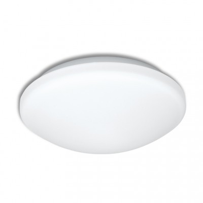 INKE HF LED Stropní svítidlo, HF senzor pohybu, záběr 360°, čas 8s-12min, těleso plast, povrch bílá, difuzor sklo, LED 25W, teplá 3000K, 1600lm/cca 80W žár., Ra80, 230V, IP44, tř.1, d=370mm, h=120mm