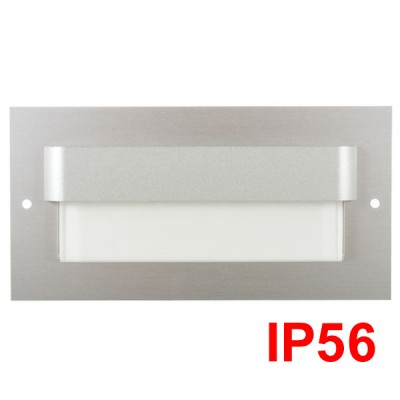 TONGA MAX Vestavné svítidlo do stěny, těleso hliník, difuzor plast mat, LED 1,6W, denní 6000K, 10V DC, IP56, 143x73mm, mont.otvor 2x d=60mm, montážní box samostatně